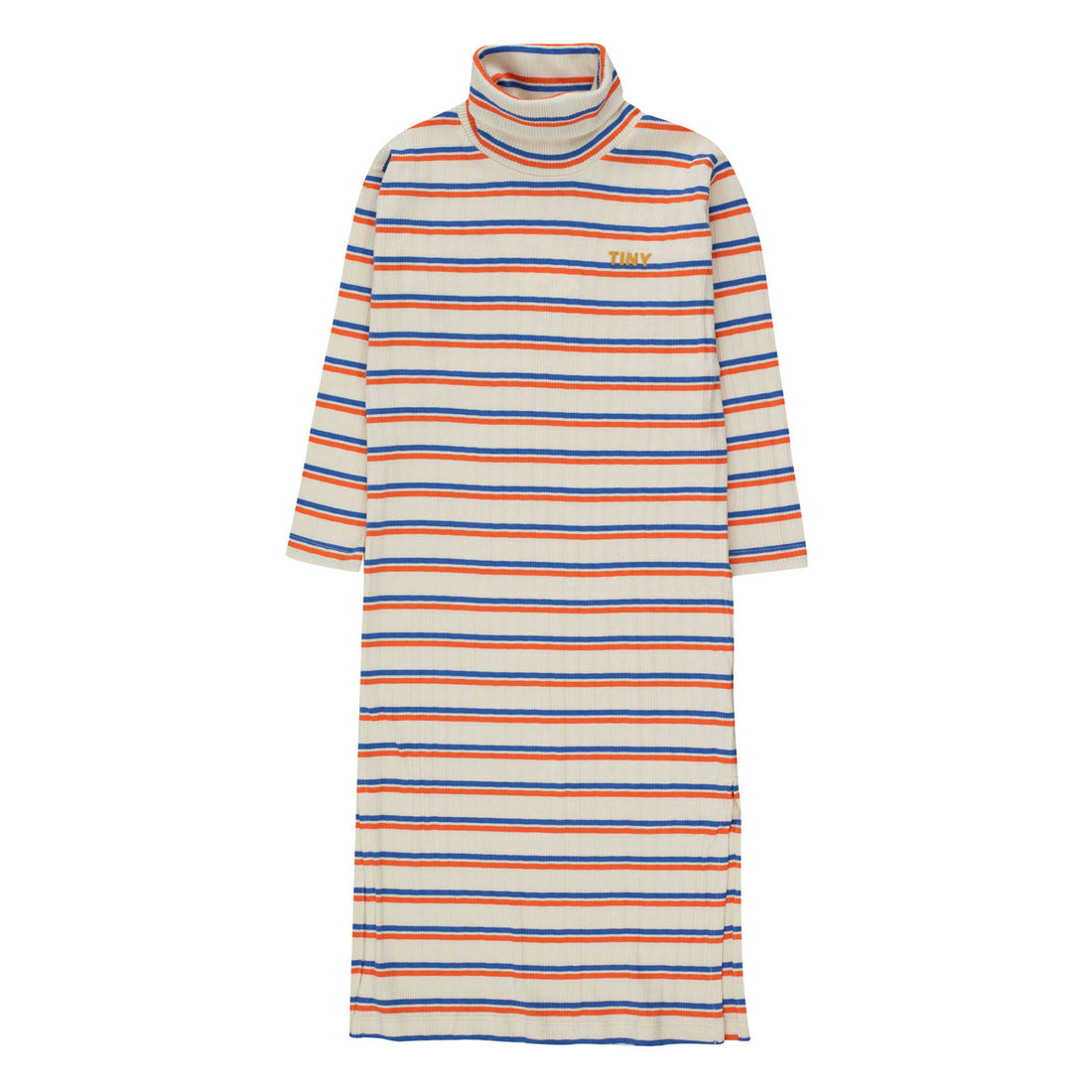 Tiny Cottons Light Cream Stripes Mockneck Dress