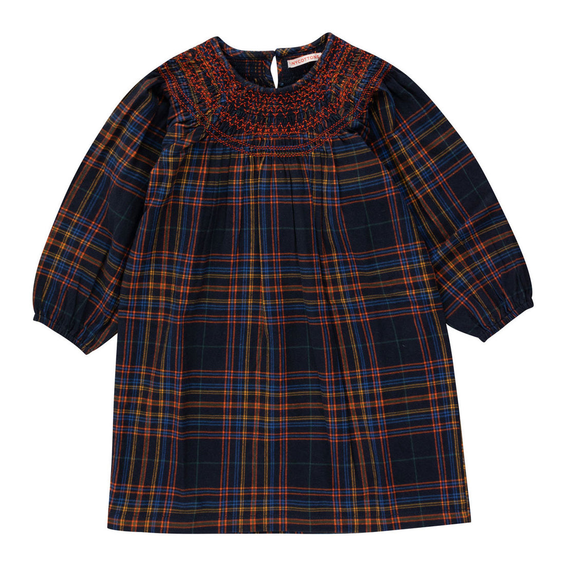 Tiny Cottons Navy Smocked Flannel Dress