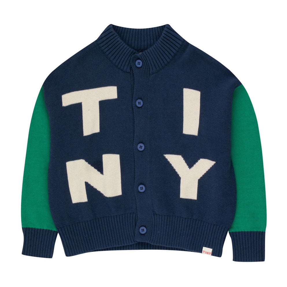 Tiny Cottons Navy Tiny Mockneck Cardigan