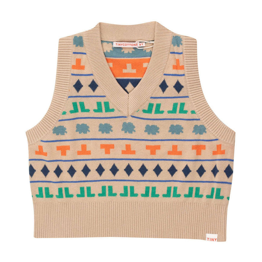 Tiny Cottons Ivory Diamond Vest