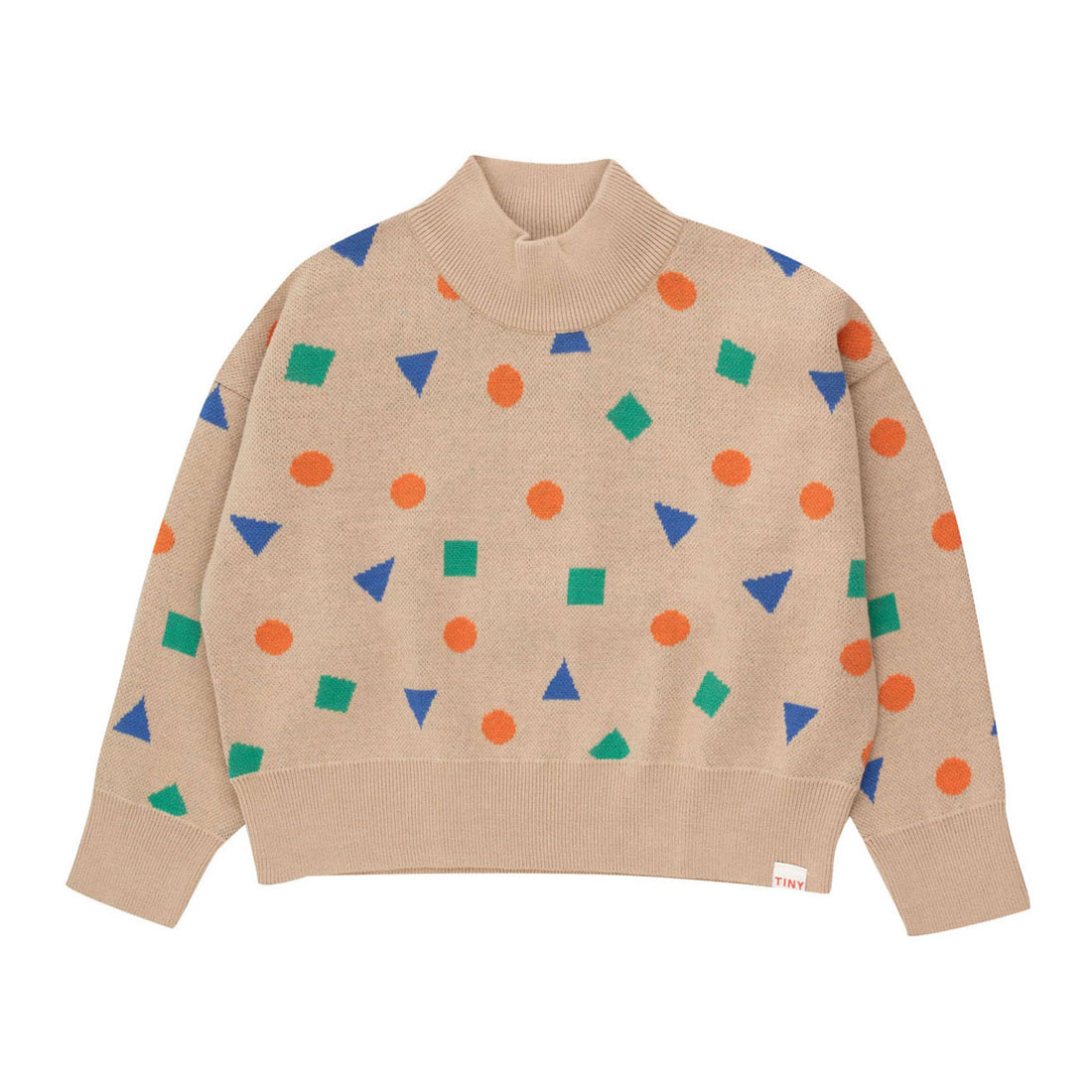 Tiny Cottons Ivory Geometric Mockneck Sweater