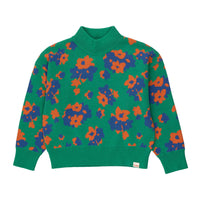 Tiny Cottons Emerald Flowers Mockneck Sweater