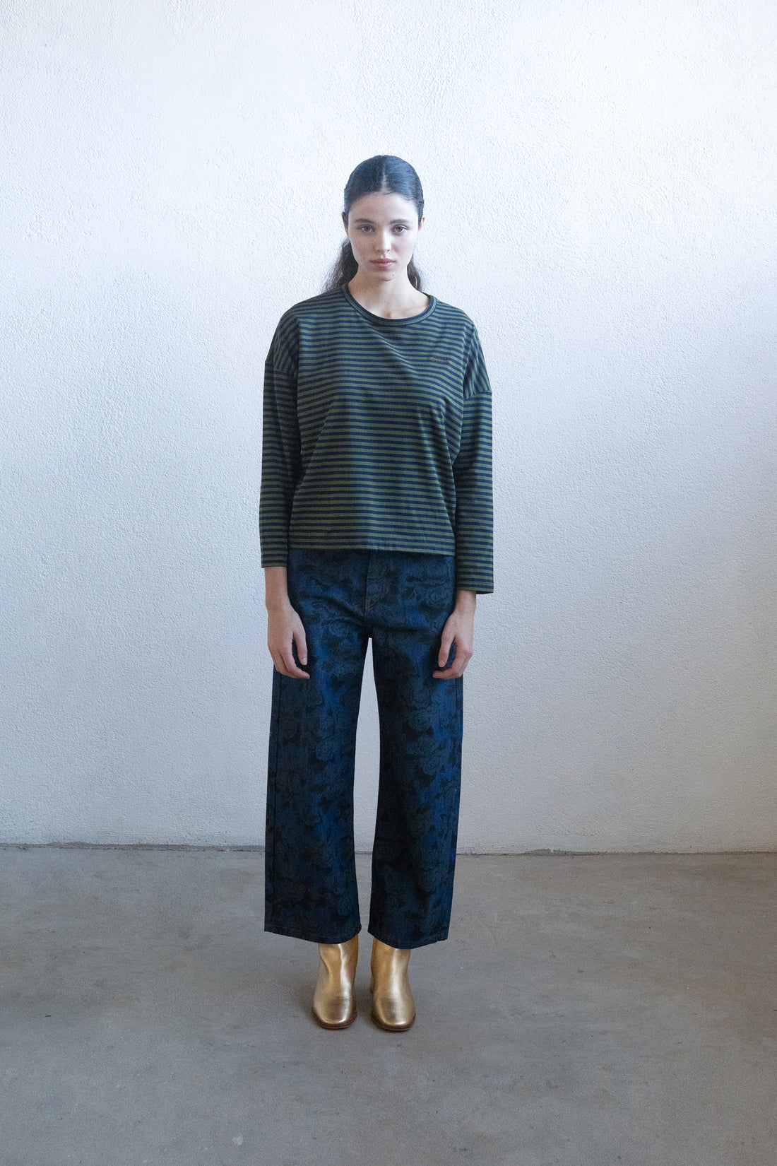 Tiny Cottons Khaki/Navy Striped Womens Tee