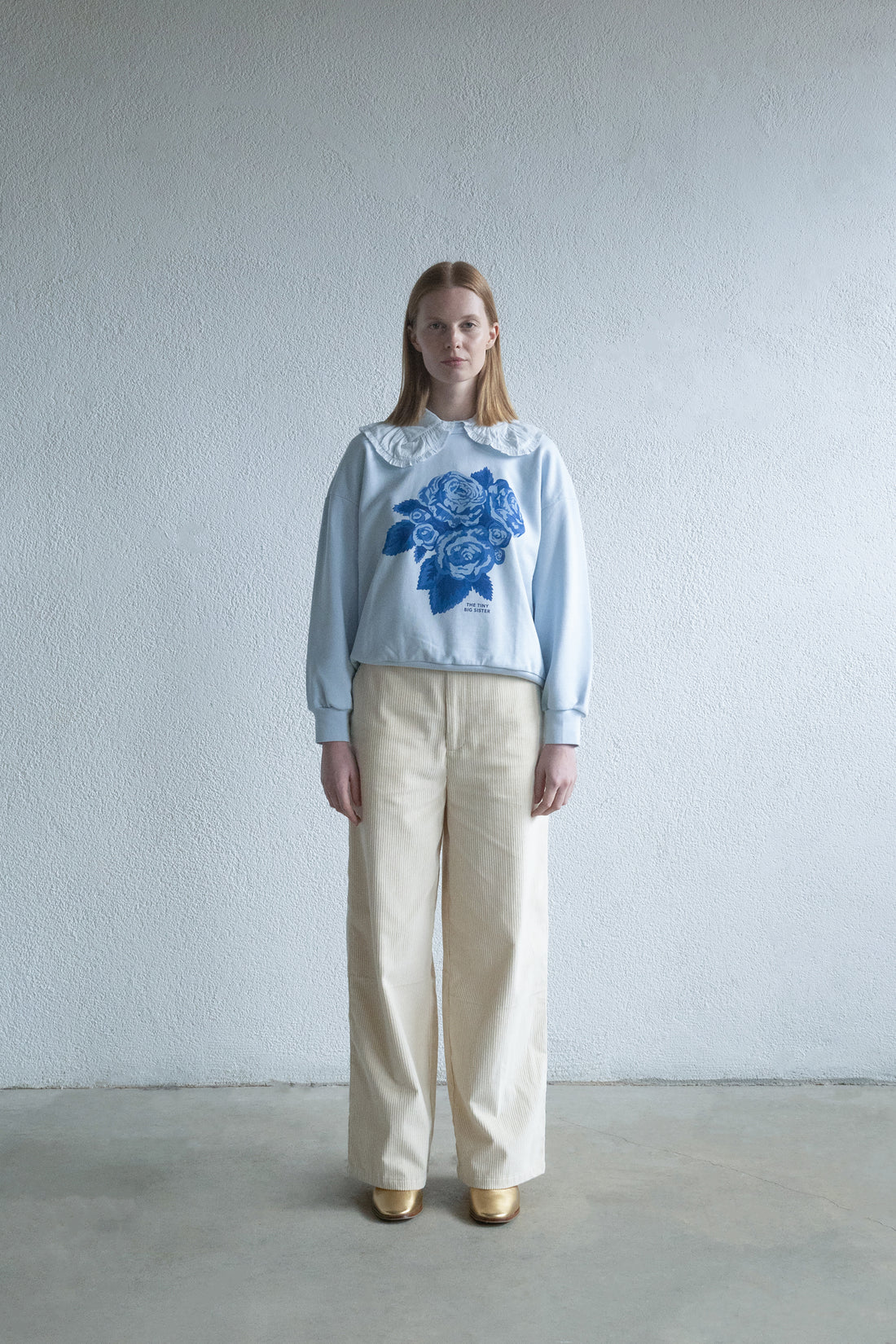 Tiny Cottons Pastel Blue Roses Womens Sweatshirt