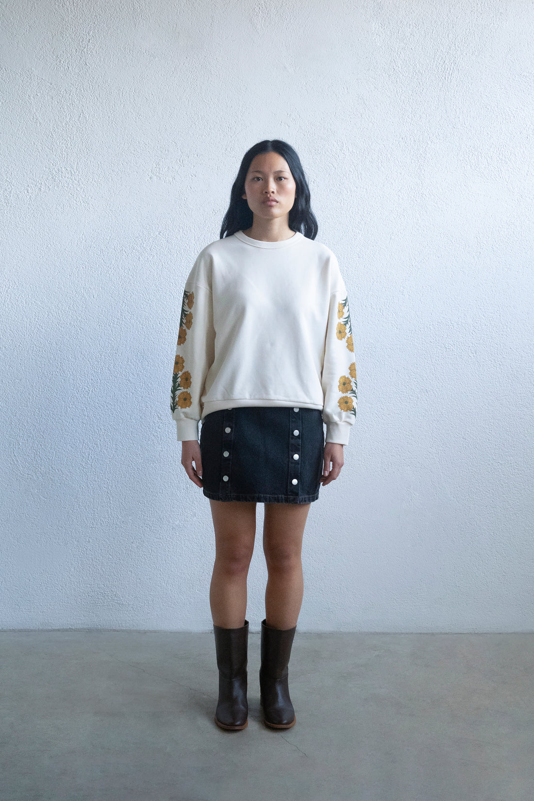Tiny Cottons Light Cream Aster Womens Sweatshirt