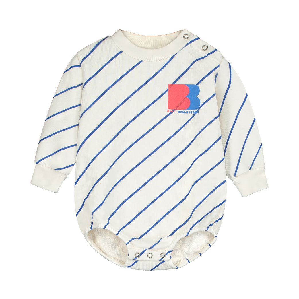 Bonmot Fog Diagonal Line Fleece Romper