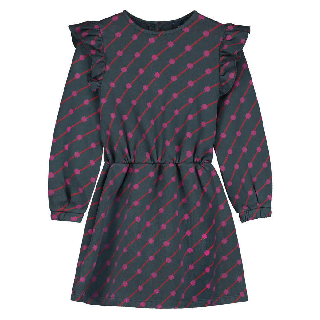 Bonmot Navy Short Flowers Frill Dress