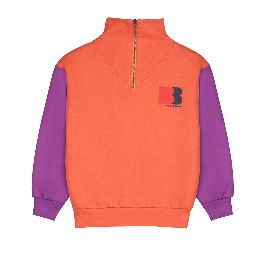 Bonmot Orangine Zipp Color Sleeve Sweatshirt