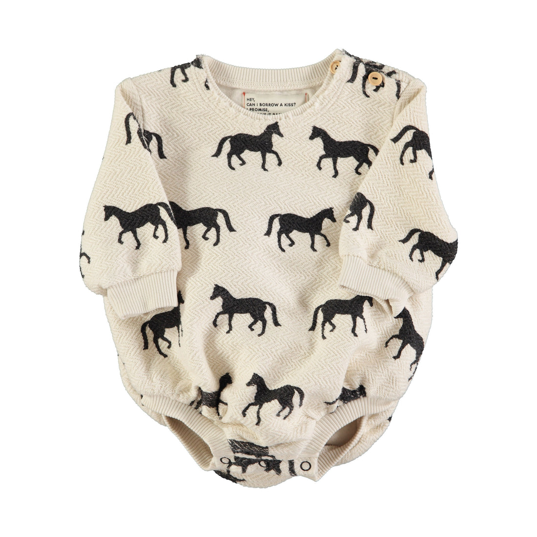 Piupiuchick Ecru w/ Black Horses Romper