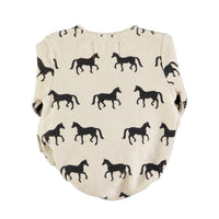 Piupiuchick Ecru w/ Black Horses Romper