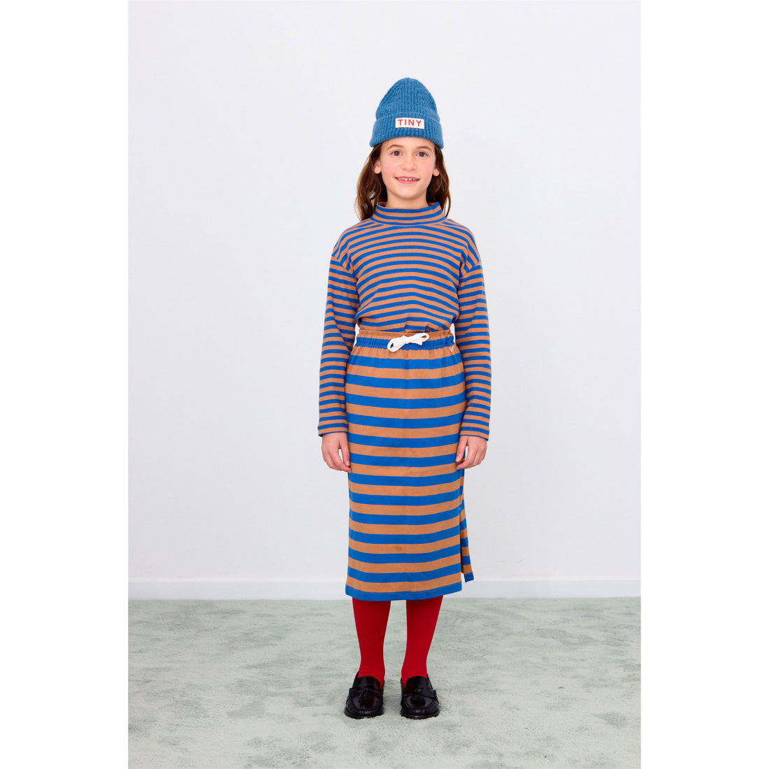 Tiny Cottons Dark Blue Stripes Knit Long Skirt