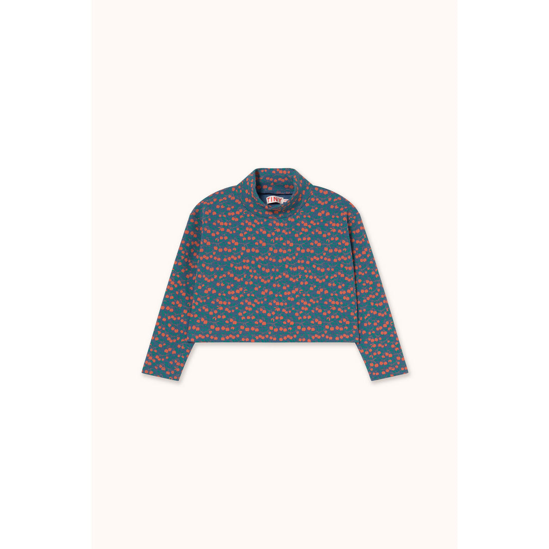 Tiny Cottons Light Navy Mini Apples Rib Mockneck