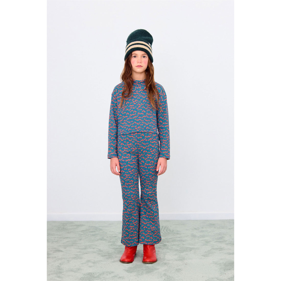 Tiny Cottons Light Navy Mini Apples Rib Mockneck