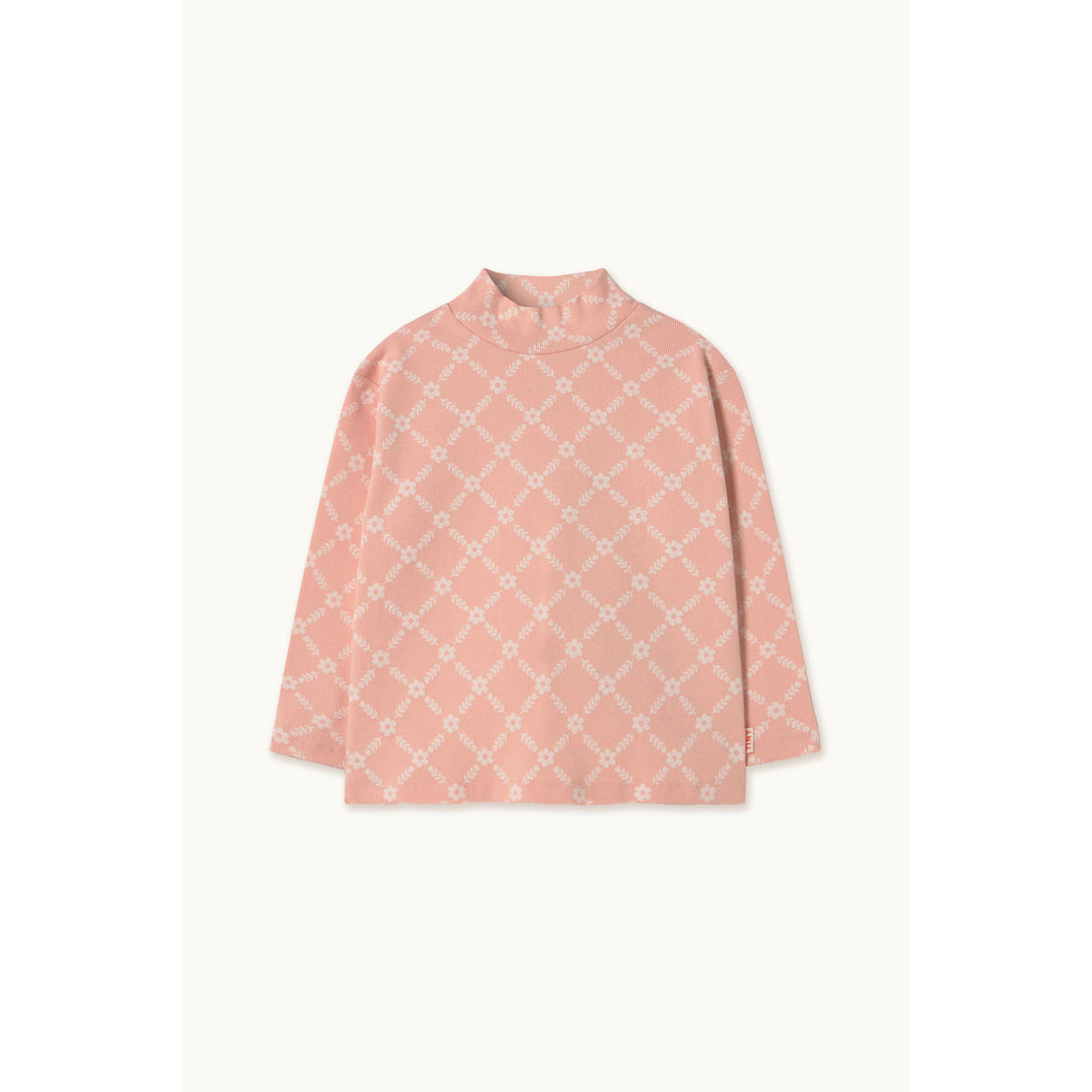 Tiny Cottons Wild Rose Flower Grid Rib Mockneck