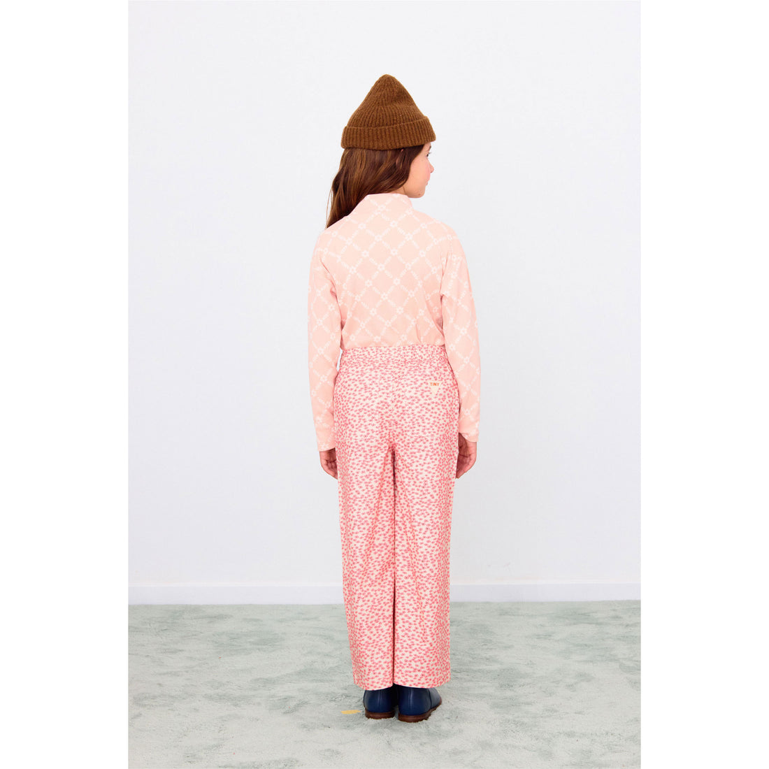 Tiny Cottons Wild Rose Flower Grid Rib Mockneck