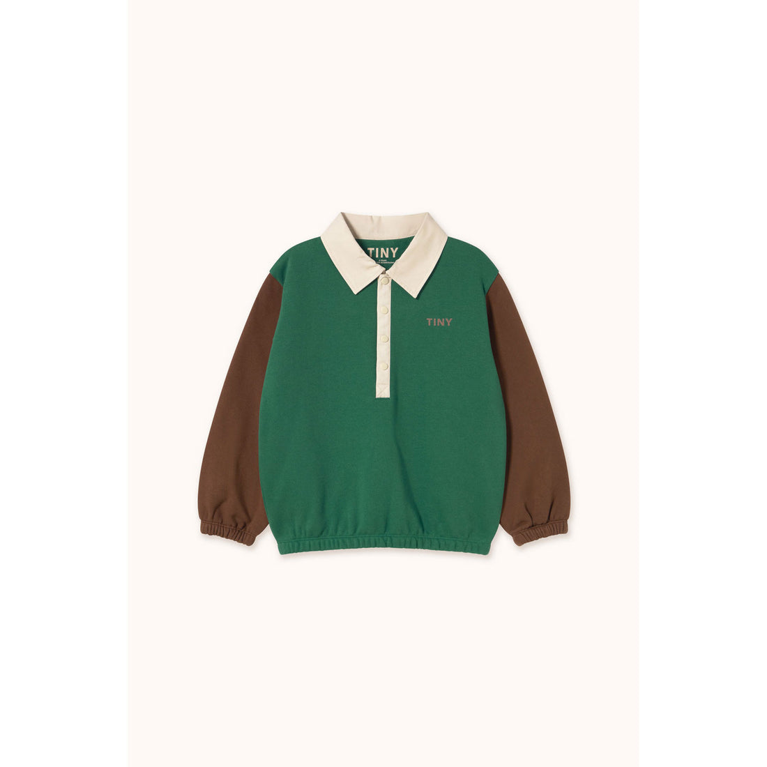 Tiny Cottons Dark Green Color Block Polo Sleeve Tee