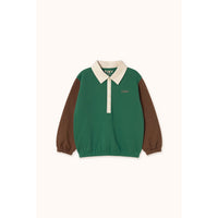 Tiny Cottons Dark Green Color Block Polo Sleeve Tee