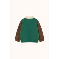 Tiny Cottons Dark Green Color Block Polo Sleeve Tee
