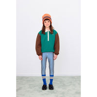Tiny Cottons Dark Green Color Block Polo Sleeve Tee