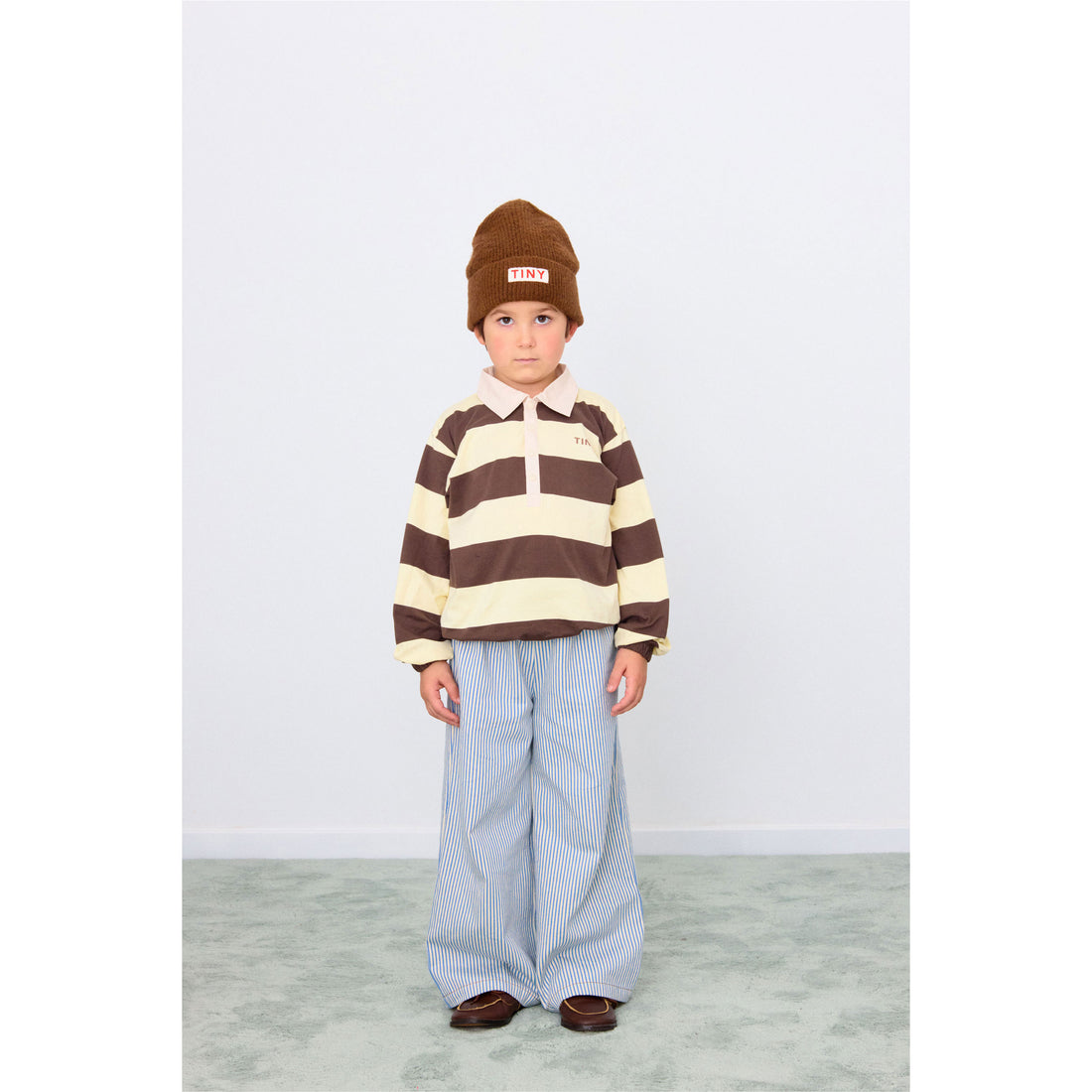 Tiny Cottons Dusty Yellow Stripes Polo Sleeve Tee