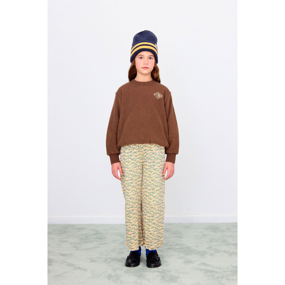 Tiny Cottons Dark Brown Diamond Graphic Towel Sweatshirt
