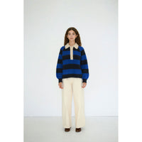 The Tiny Big Sister Navy/Ultramarine Frank Striped Womens Polo