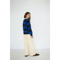 The Tiny Big Sister Navy/Ultramarine Frank Striped Womens Polo