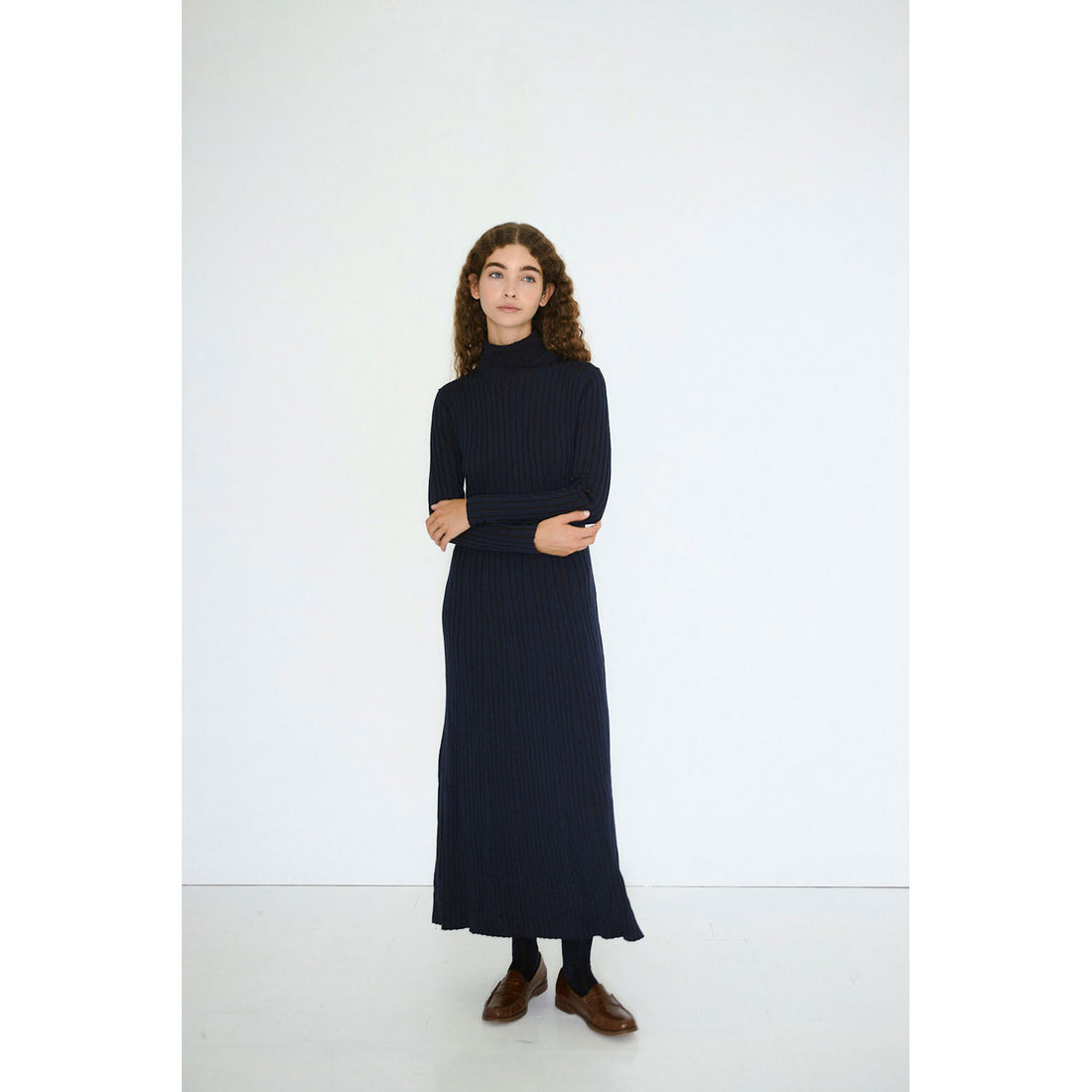 The Tiny Big Sister Navy Turtleneck Womens Dress