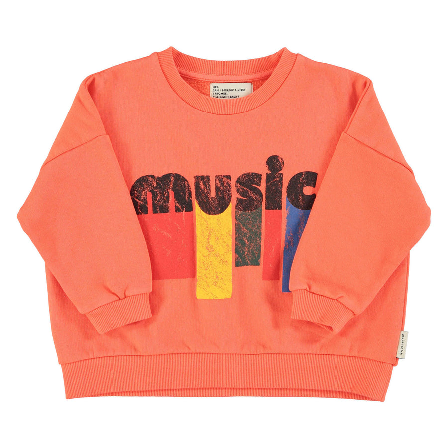 Piupiuchick Orange Music Print Sweatshirt