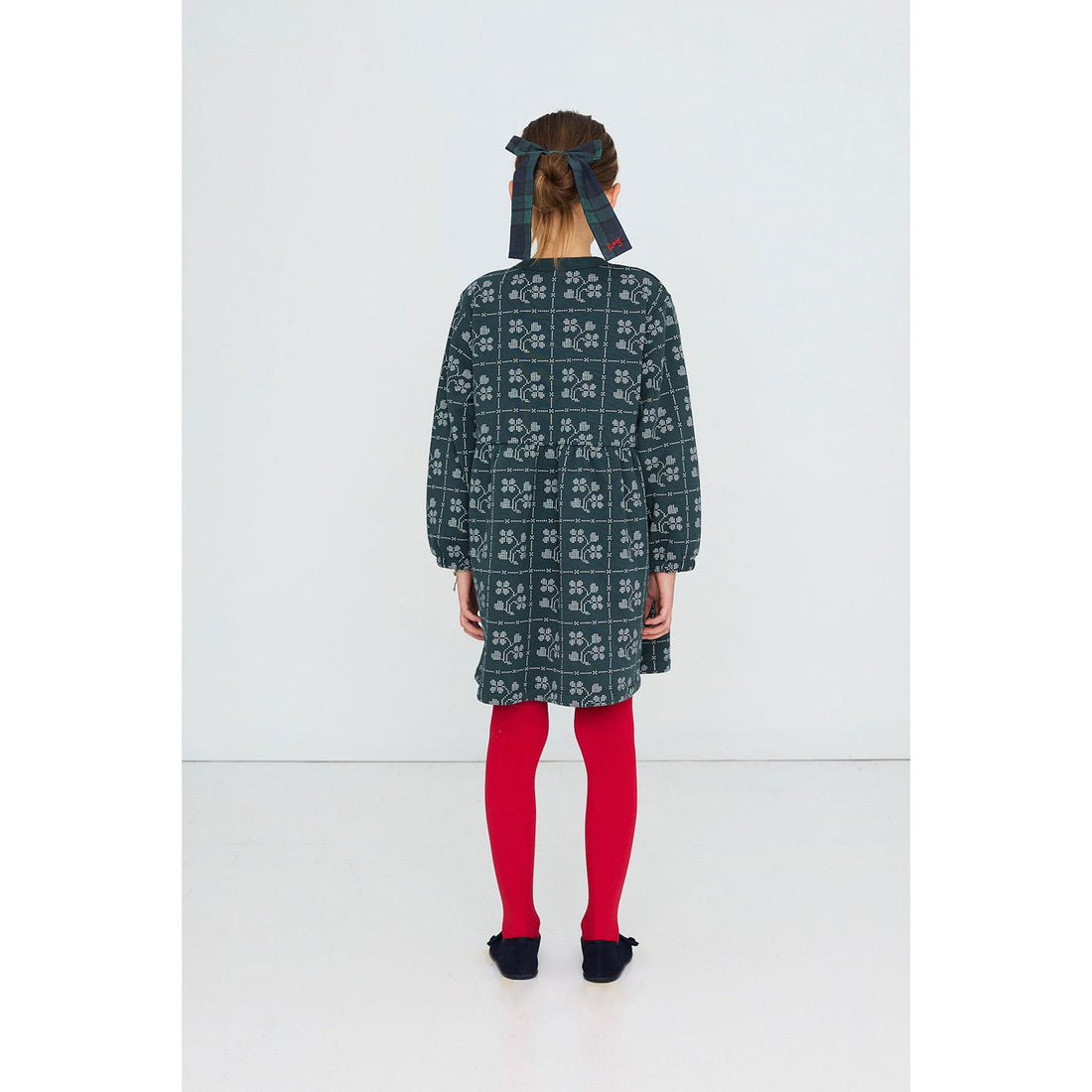 Tiny Cottons Ink Blue Dots Flowers Dress