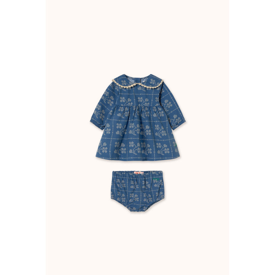 Tiny Cottons Light Navy Dots Flowers Baby Set