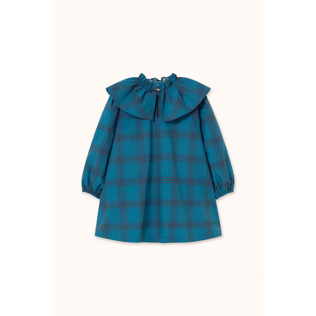 Tiny Cottons Dark Cyan Blue Check Poplin Dress
