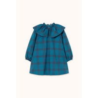 Tiny Cottons Dark Cyan Blue Check Poplin Dress