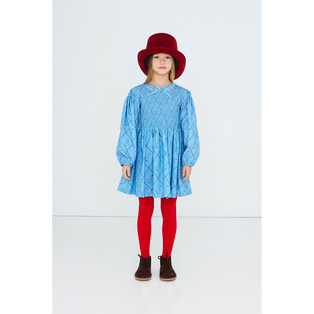 Tiny Cottons Blue Geese Poplin Dress