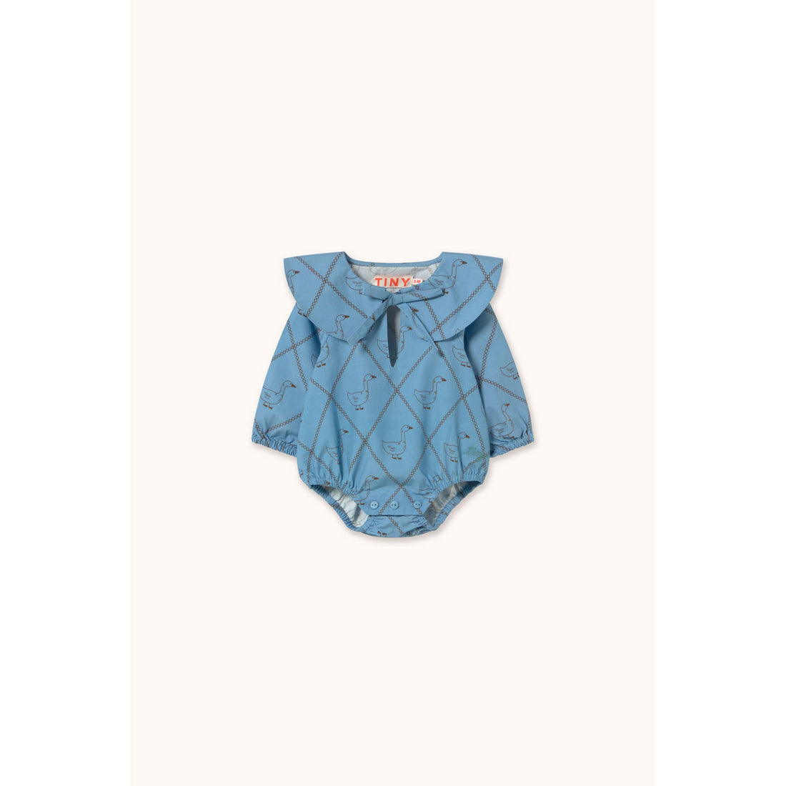 Tiny Cottons Denim Blue Geese Poplin Bodysuit
