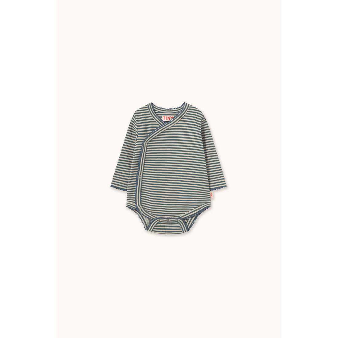 Tiny Cottons Stormy Blue Stripes Rib Crossed Bodysuit