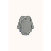 Tiny Cottons Stormy Blue Stripes Rib Crossed Bodysuit