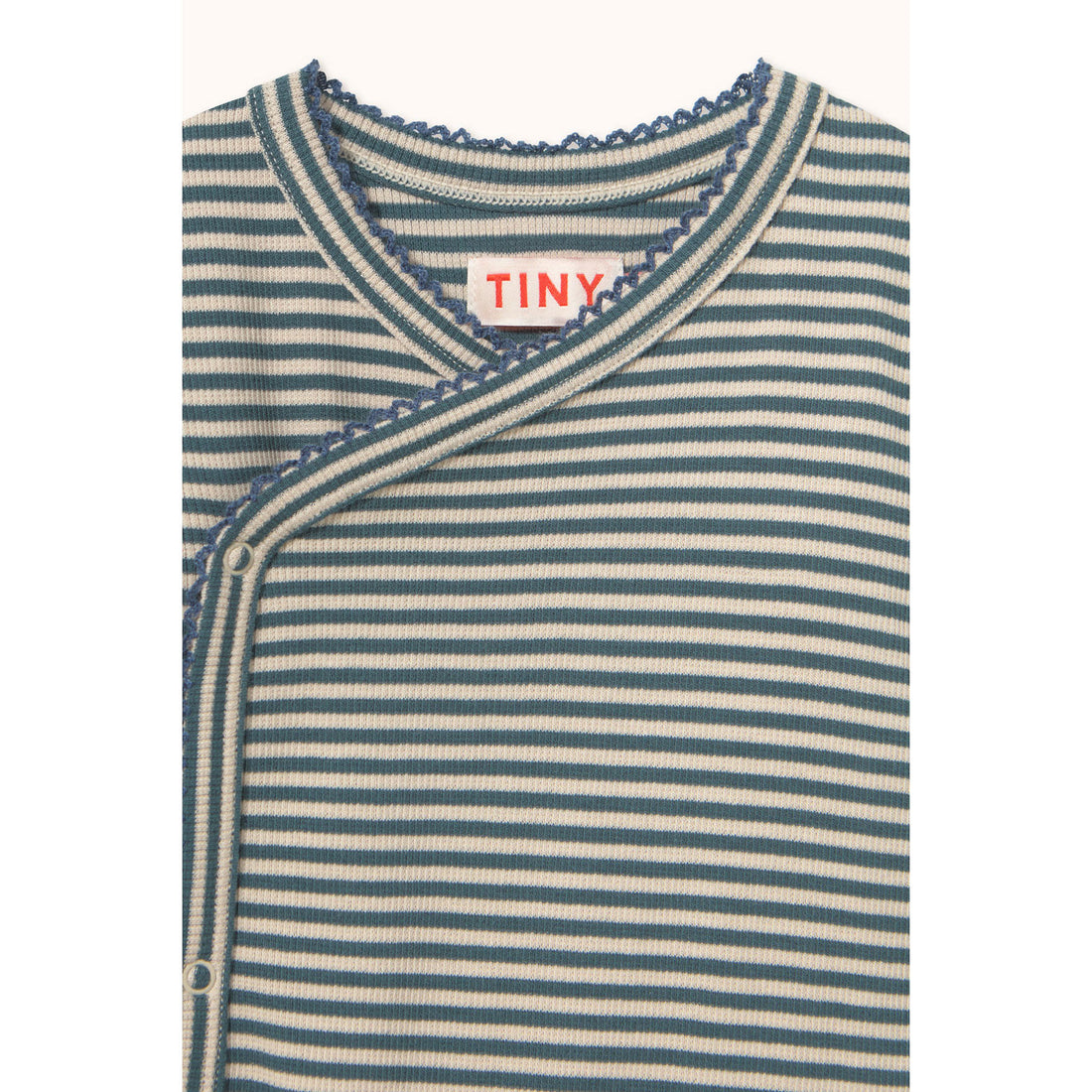 Tiny Cottons Stormy Blue Stripes Rib Crossed Bodysuit