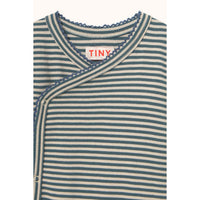 Tiny Cottons Stormy Blue Stripes Rib Crossed Bodysuit