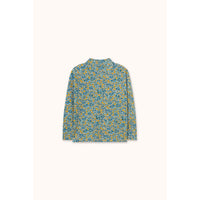 Tiny Cottons Washed Blue Flower Pattern Rib Mockneck