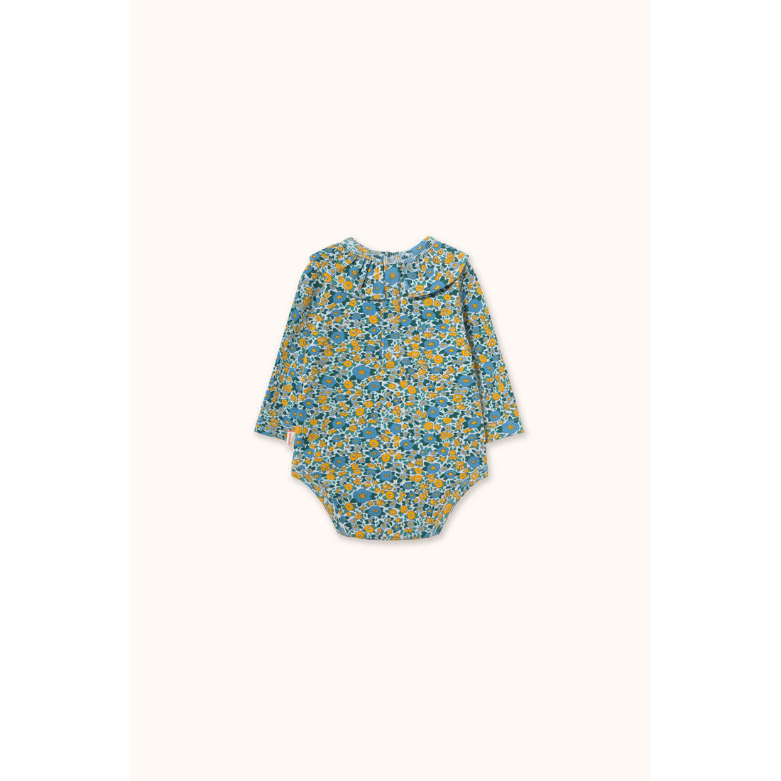Tiny Cottons Washed Blue Flower Pattern Rib Bodysuit