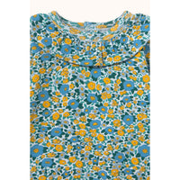 Tiny Cottons Washed Blue Flower Pattern Rib Bodysuit