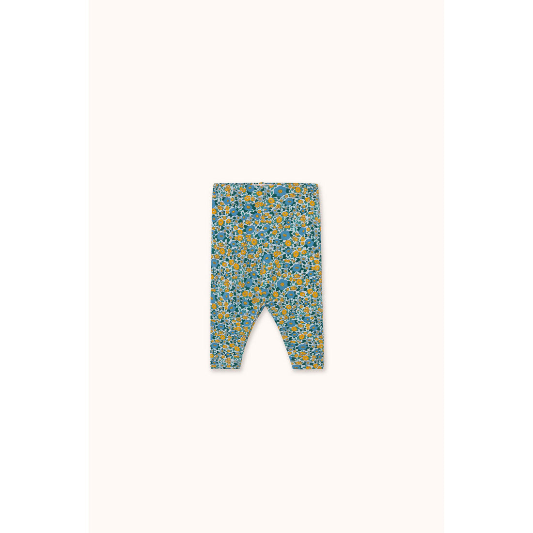 Tiny Cottons Washed Blue Flower Pattern Rib Baby Pant
