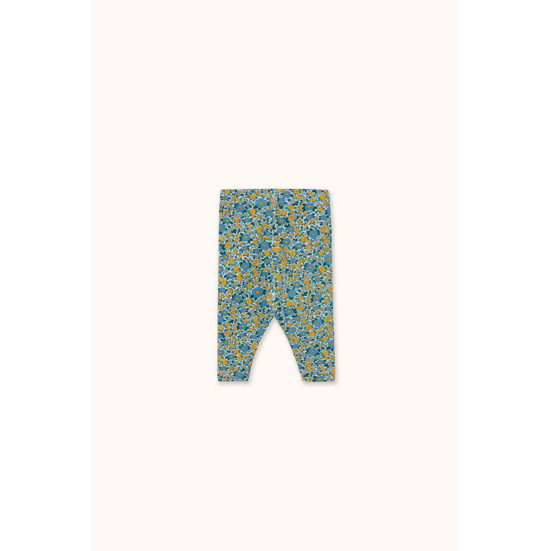 Tiny Cottons Washed Blue Flower Pattern Rib Baby Pant