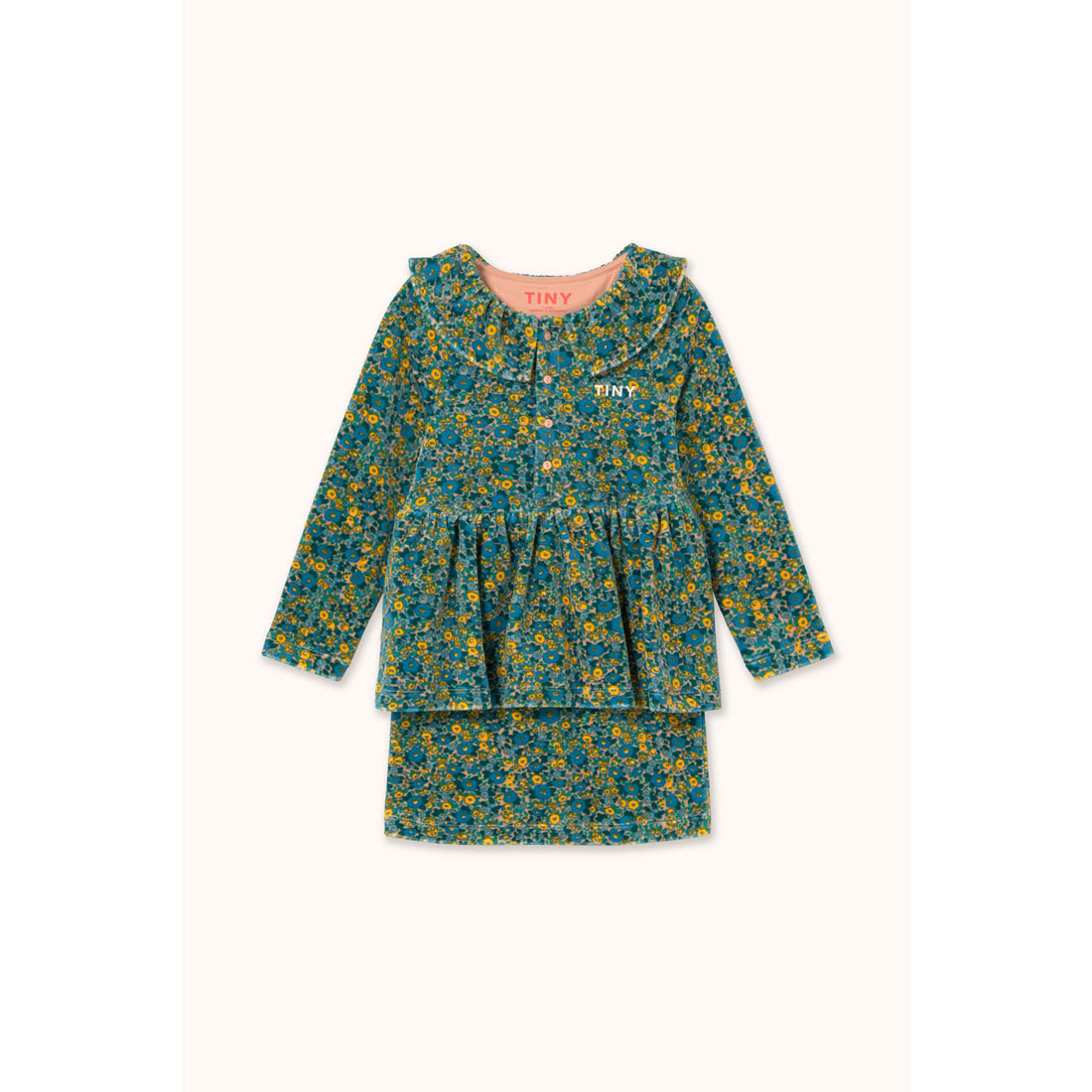 Tiny Cottons Dark Nude Flower Pattern Dress