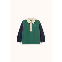 Tiny Cottons Dark Green Color Block Polo