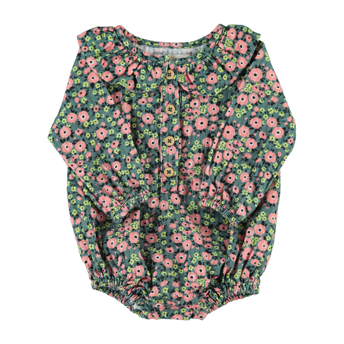 Piupiuchick Green Multicolor Flowers Romper