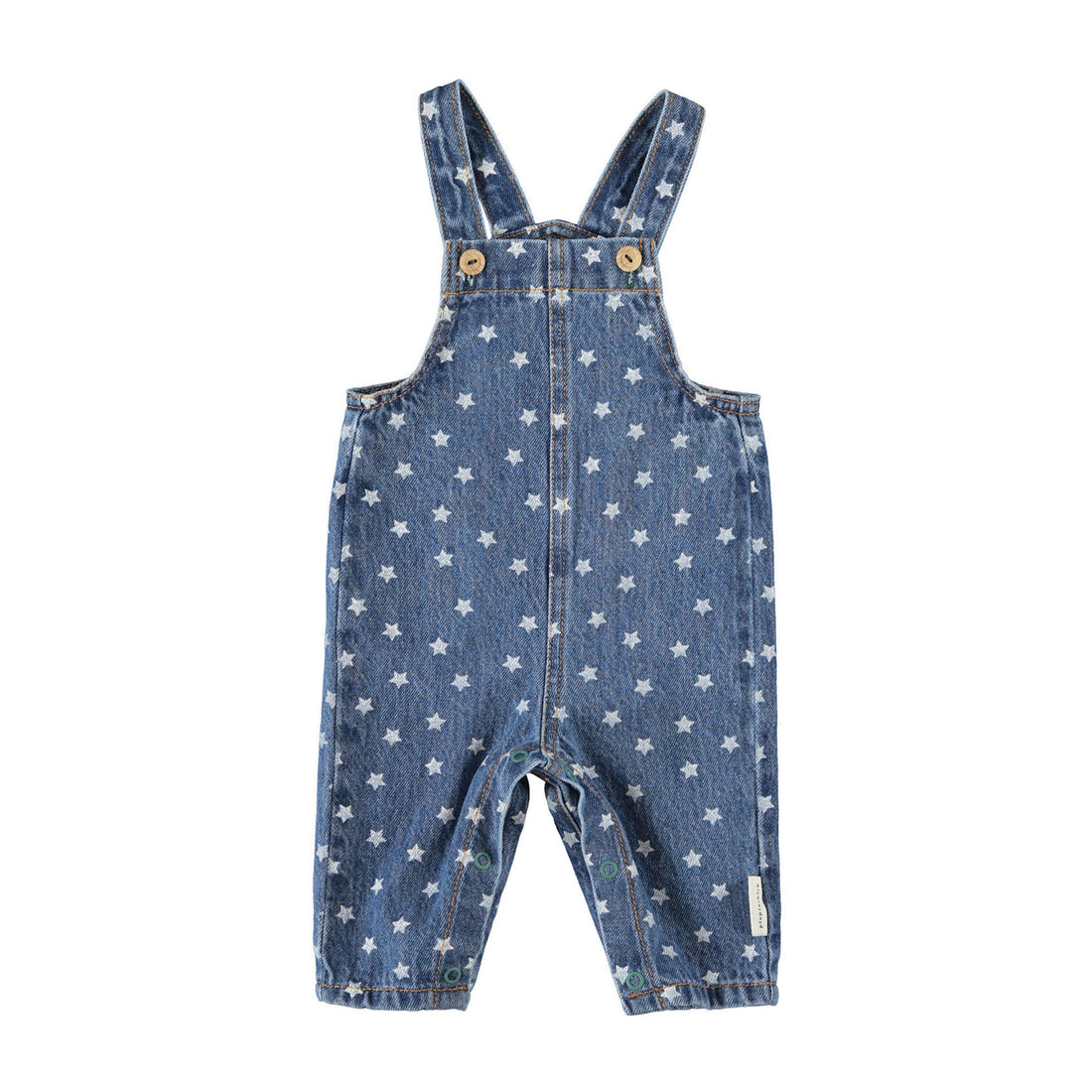 Piupiuchick Washed Navy Denim Stars Baby Dungarees