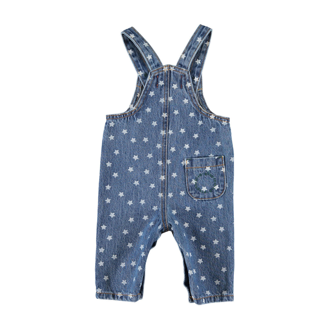 Piupiuchick Washed Navy Denim Stars Baby Dungarees