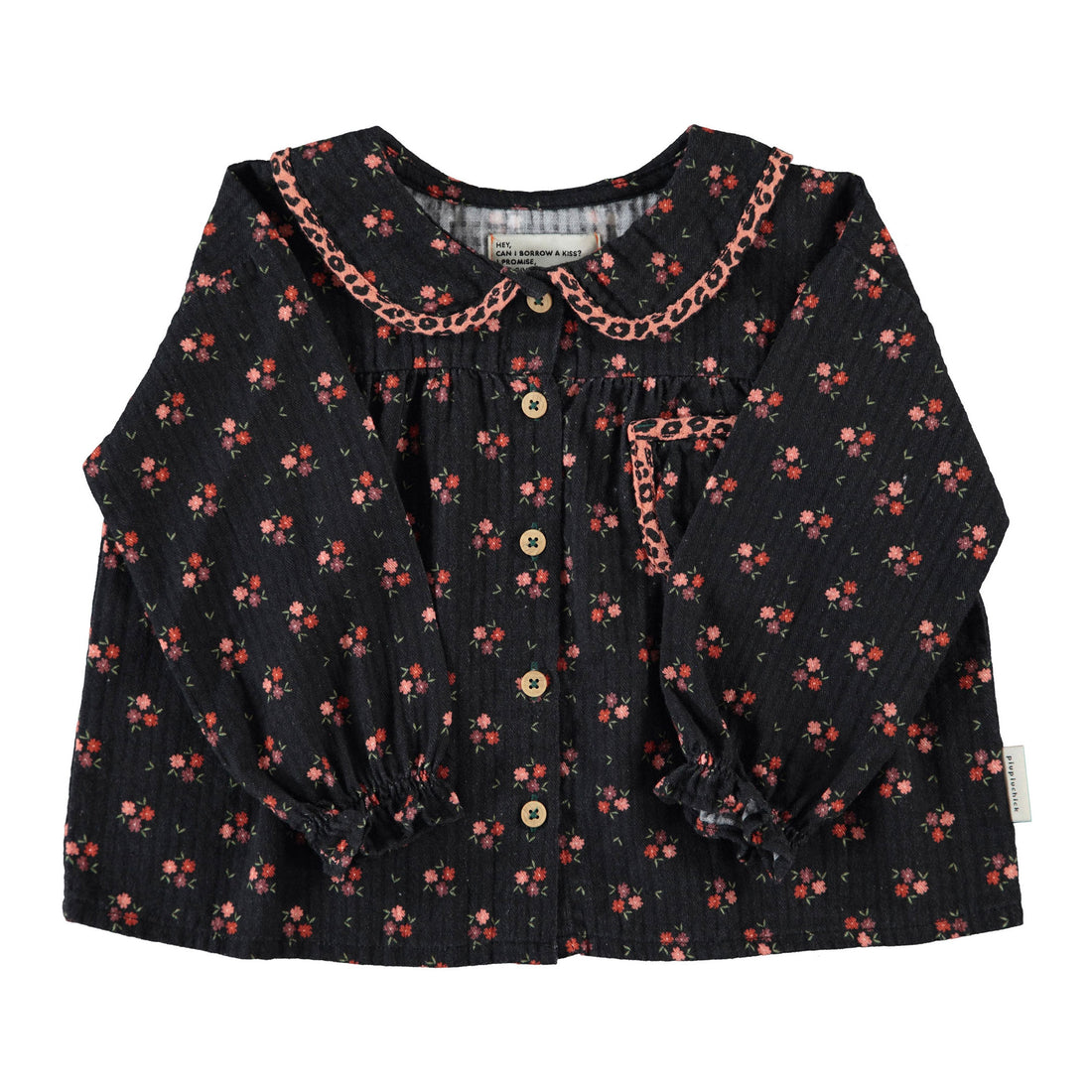 Piupiuchick Black Flowers Peter Pan Collar Blouse